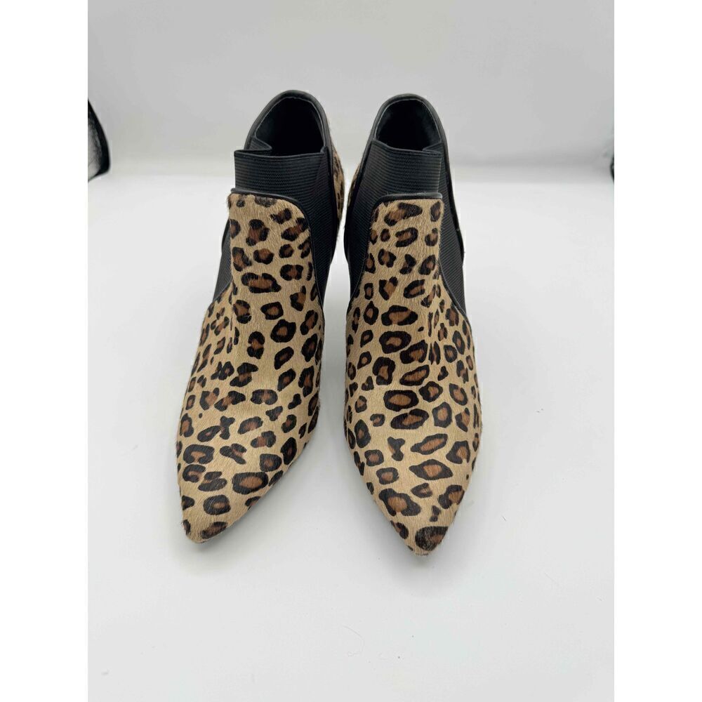 Vaneli Womens Black Brown Tan Cheetah Print Elastic Side Panels Booties SZ 7.5 W - Picture 2 of 8